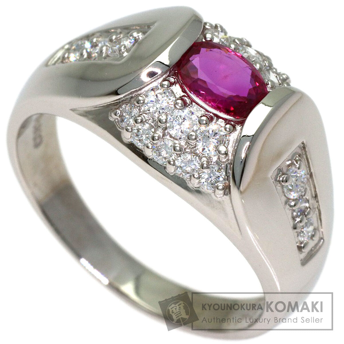 0.34ct Ruby Diamond Ring Platinum PT900 6.1g　Ladies