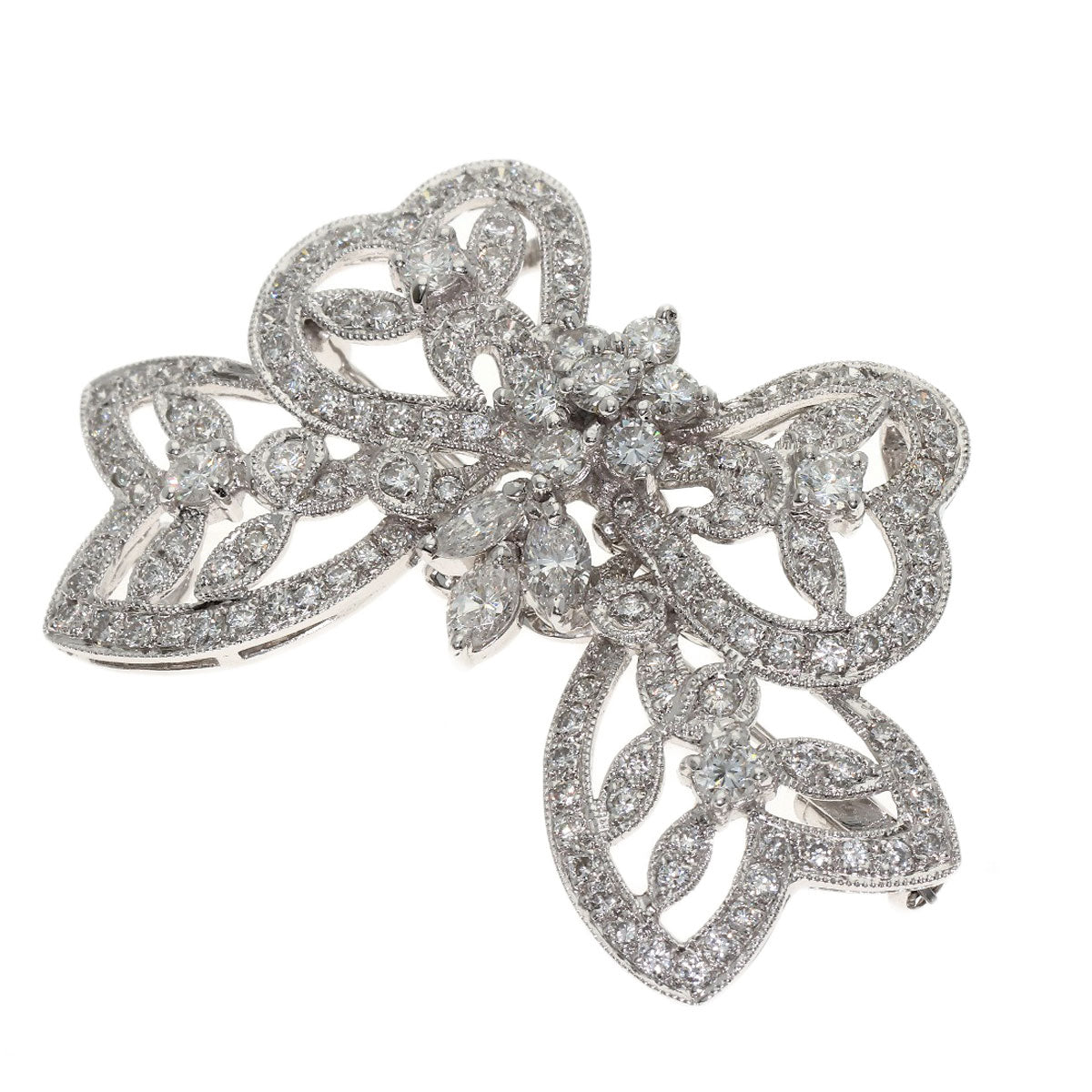 2.12ct Diamond Brooch Platinum PT900 12.48g　Ladies
