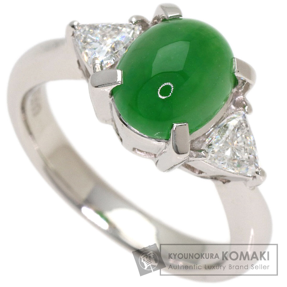Jade Jade stone Diamond Ring Platinum PT900 6.33g　Ladies