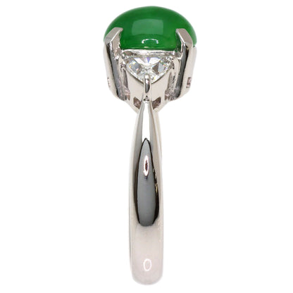 Jade Jade stone Diamond Ring Platinum PT900 6.33g　Ladies