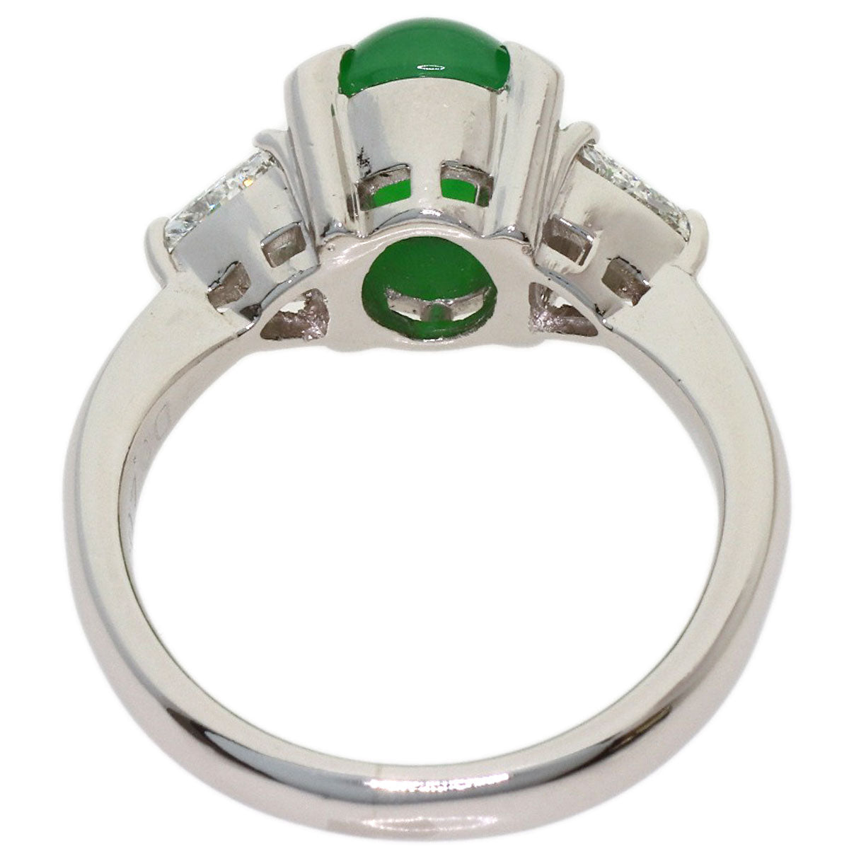 Jade Jade stone Diamond Ring Platinum PT900 6.33g　Ladies