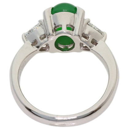 Jade Jade stone Diamond Ring Platinum PT900 6.33g　Ladies