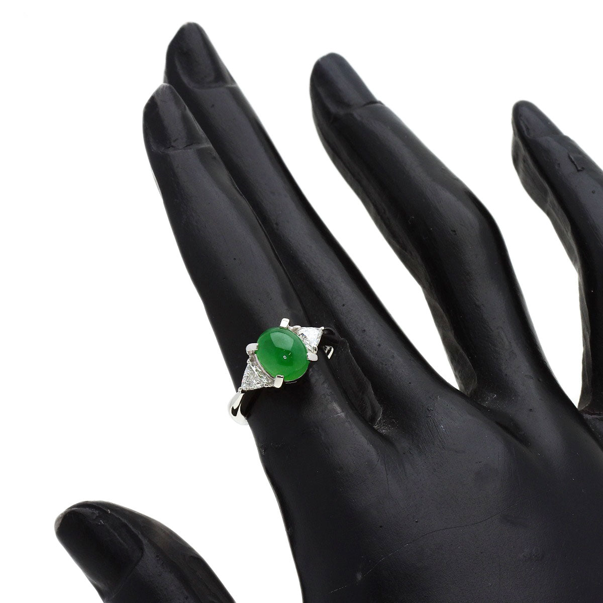 Jade Jade stone Diamond Ring Platinum PT900 6.33g　Ladies