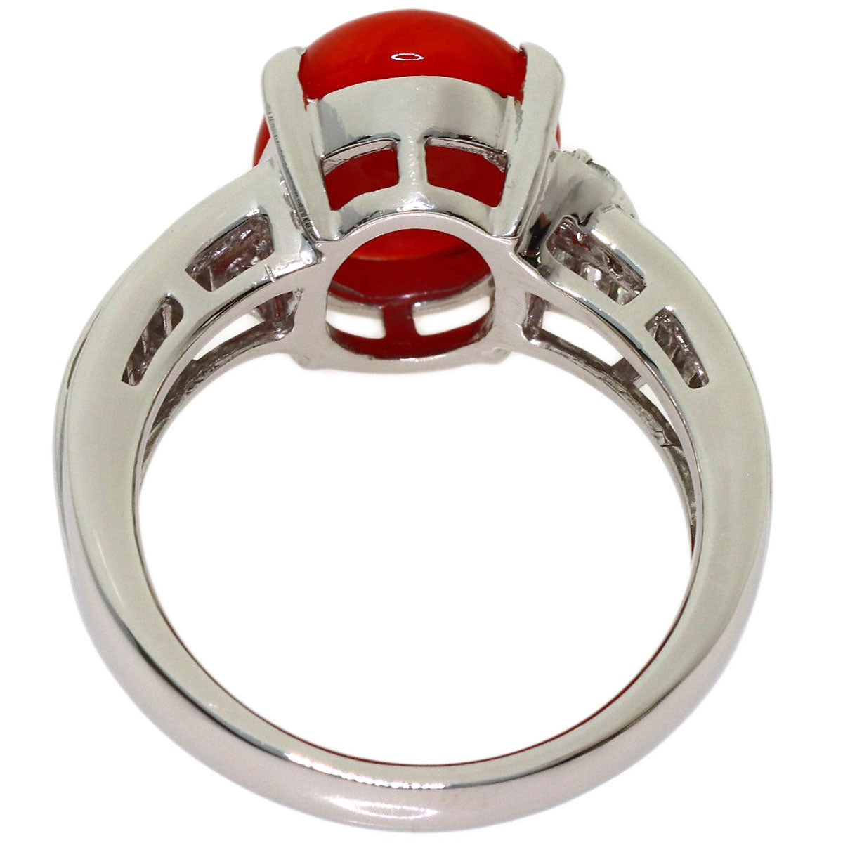 4.086ct Coral Coral Diamond Ring Platinum PT900 10.94g　Ladies