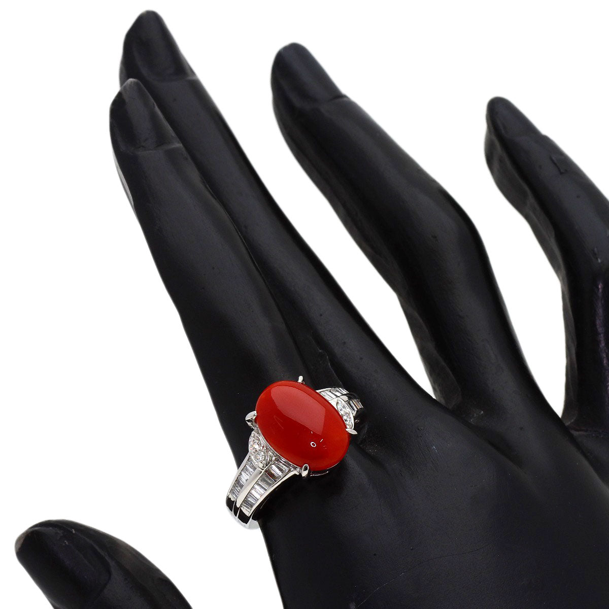 4.086ct Coral Coral Diamond Ring Platinum PT900 10.94g　Ladies
