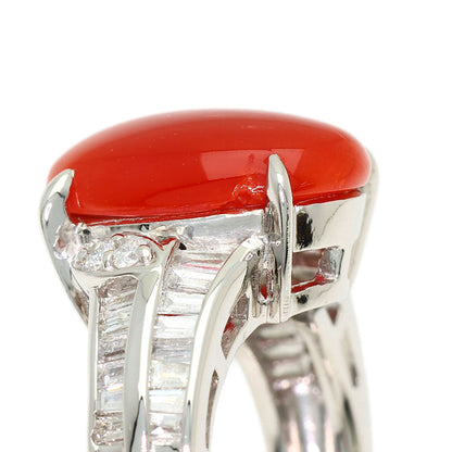 4.086ct Coral Coral Diamond Ring Platinum PT900 10.94g　Ladies