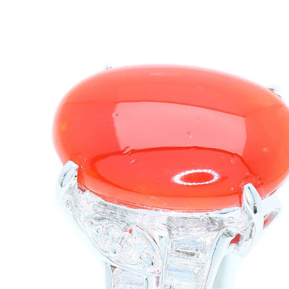 4.086ct Coral Coral Diamond Ring Platinum PT900 10.94g　Ladies