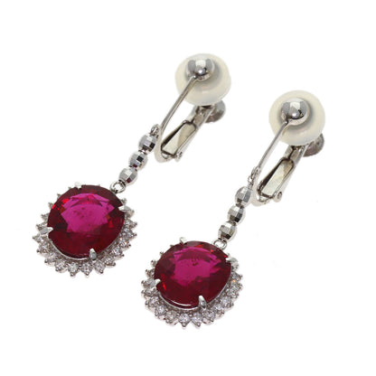 3.3ct Pink Tourmaline Rubellite Diamond Earring Platinum PT900 10.05g　Ladies