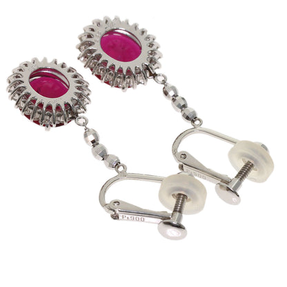 3.3ct Pink Tourmaline Rubellite Diamond Earring Platinum PT900 10.05g　Ladies