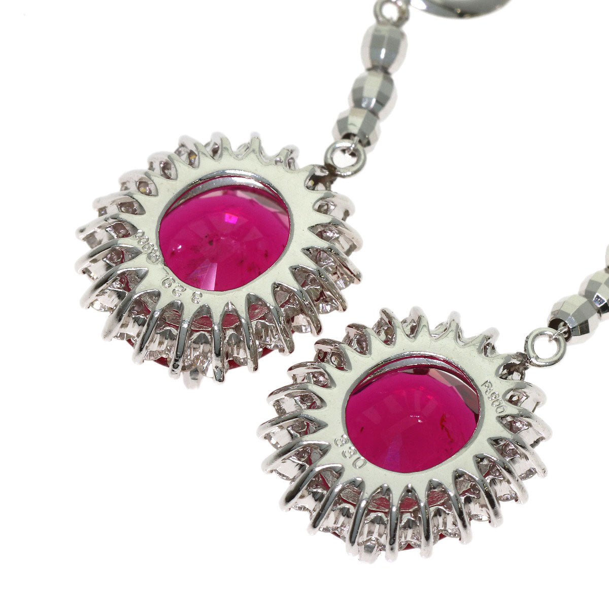 3.3ct Pink Tourmaline Rubellite Diamond Earring Platinum PT900 10.05g　Ladies