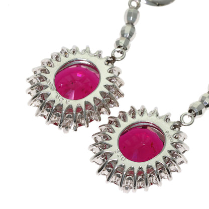 3.3ct Pink Tourmaline Rubellite Diamond Earring Platinum PT900 10.05g　Ladies