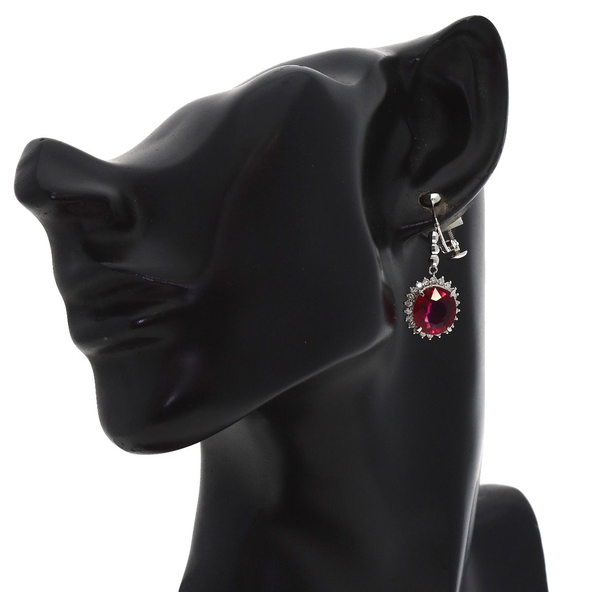 3.3ct Pink Tourmaline Rubellite Diamond Earring Platinum PT900 10.05g　Ladies