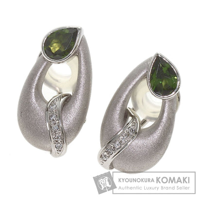 0.55ct Green Tourmaline Diamond Earring Platinum PT900 K14WG 11.84g　Ladies