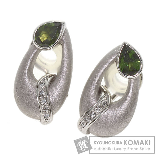 0.55ct Green Tourmaline Diamond Earring Platinum PT900 K14WG 11.84g　Ladies