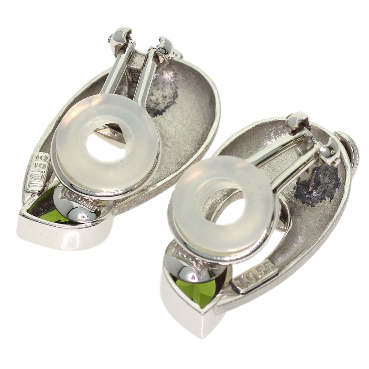 0.55ct Green Tourmaline Diamond Earring Platinum PT900 K14WG 11.84g　Ladies