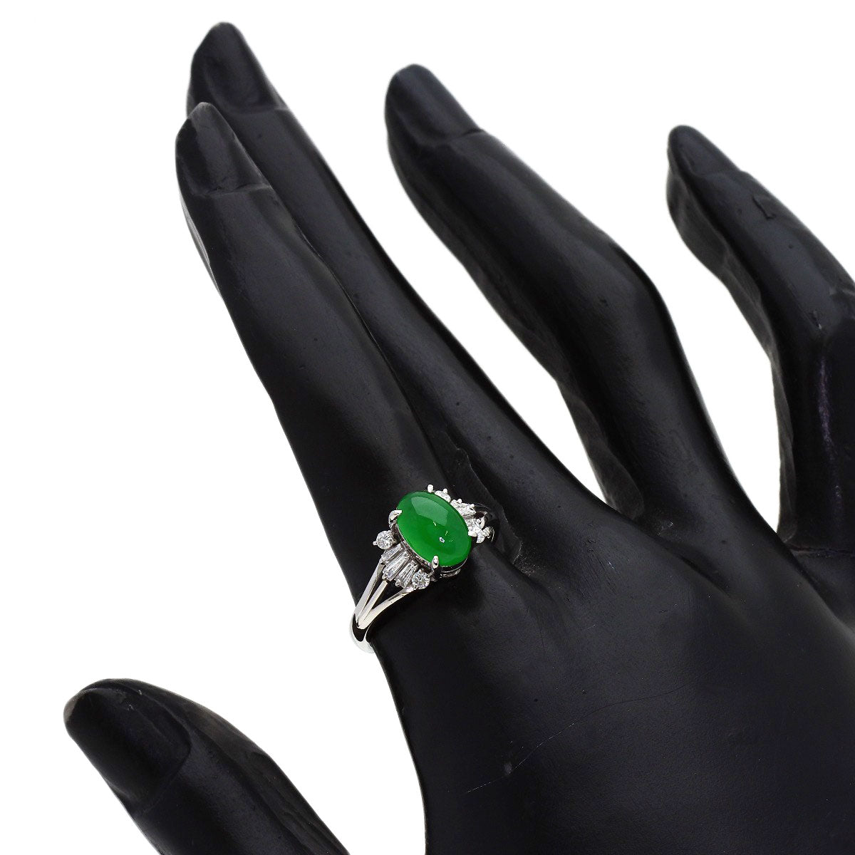 1.66ct Jade Jade stone Diamond Ring Platinum PT900 4.55g　Ladies