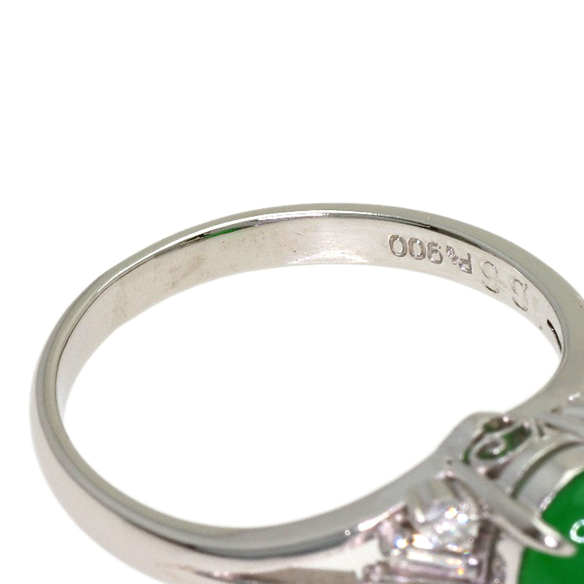 1.66ct Jade Jade stone Diamond Ring Platinum PT900 4.55g　Ladies