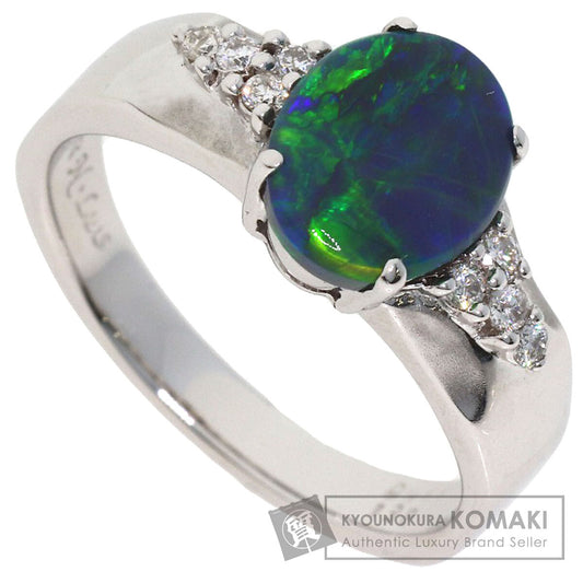 1.38ct N Luis Black　Opal Diamond Ring K18 White Gold 4.7g　Ladies