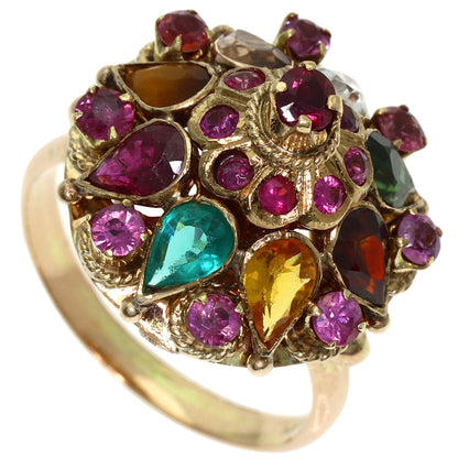 Multi-colored stone Ring 14K 4.7g　Ladies