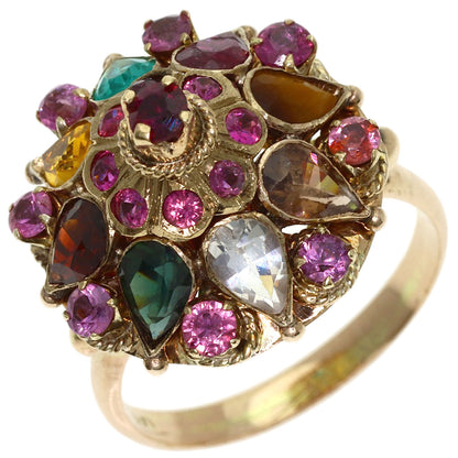 Multi-colored stone Ring 14K 4.7g　Ladies