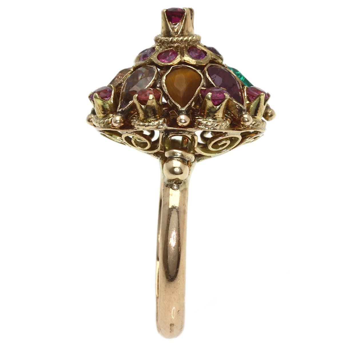 Multi-colored stone Ring 14K 4.7g　Ladies
