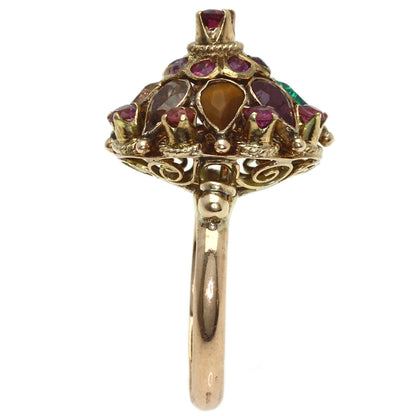 Multi-colored stone Ring 14K 4.7g　Ladies