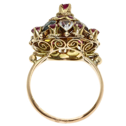 Multi-colored stone Ring 14K 4.7g　Ladies