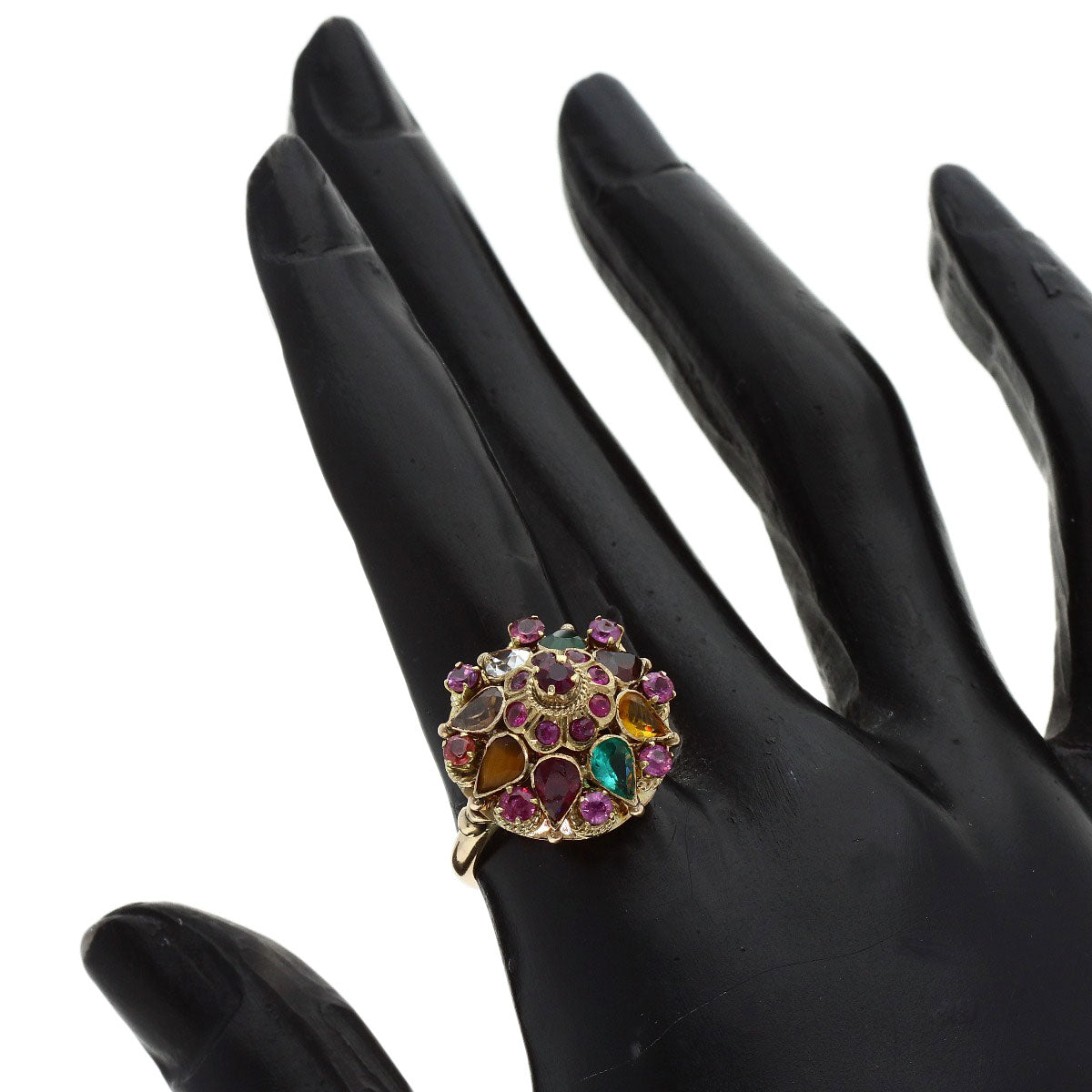 Multi-colored stone Ring 14K 4.7g　Ladies