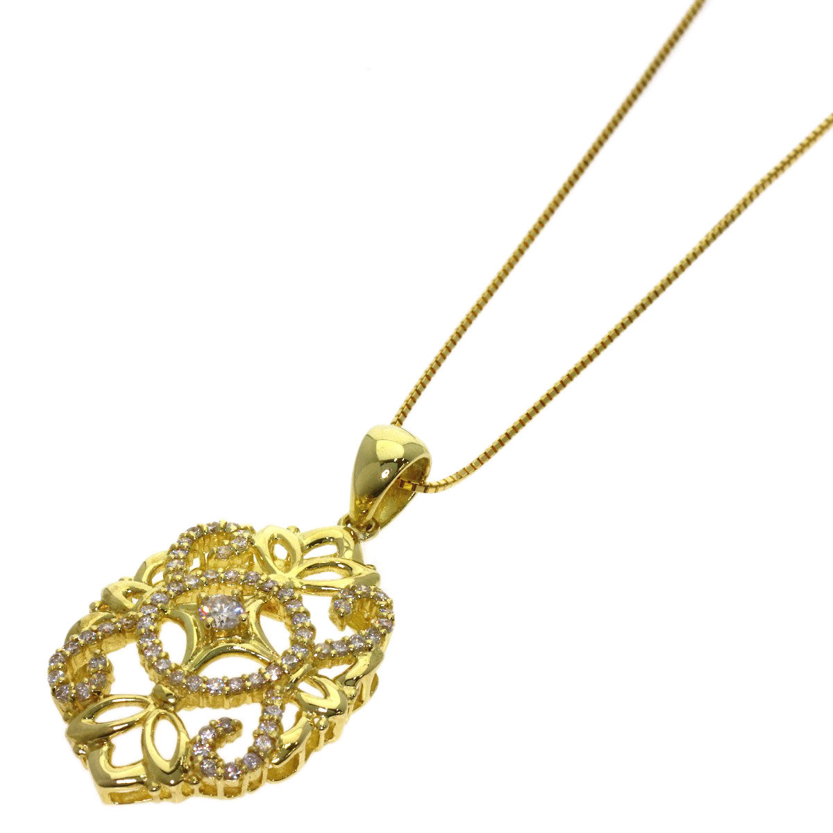 0.5ct Diamond Necklace K18 Yellow Gold 6.9g　Ladies