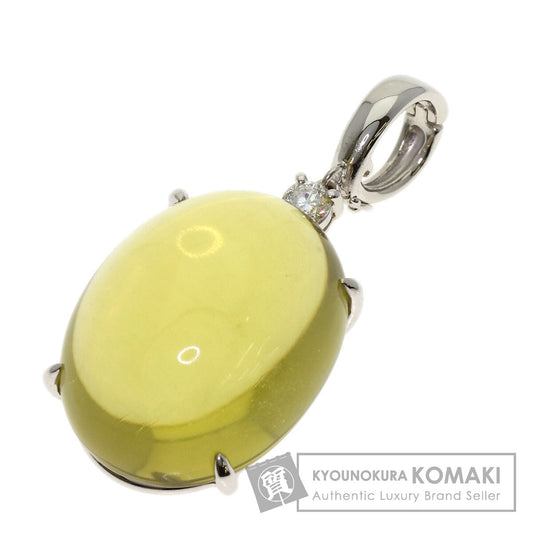 38.71ct Yellow Quartz Diamond Pendant top Platinum PT900 14.18g　Ladies