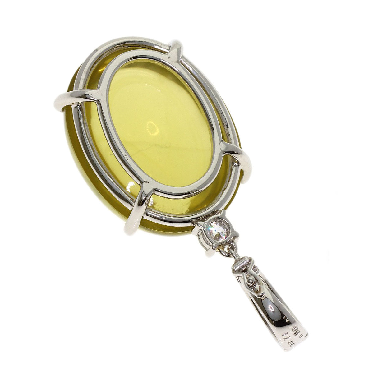 38.71ct Yellow Quartz Diamond Pendant top Platinum PT900 14.18g　Ladies