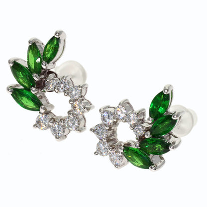Garnet Diamond earring K14 White Gold 4.9g　Ladies