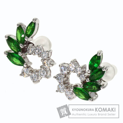 Garnet Diamond earring K14 White Gold 4.9g　Ladies