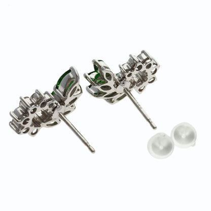 Garnet Diamond earring K14 White Gold 4.9g　Ladies