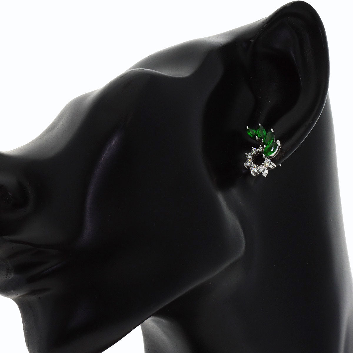 Garnet Diamond earring K14 White Gold 4.9g　Ladies