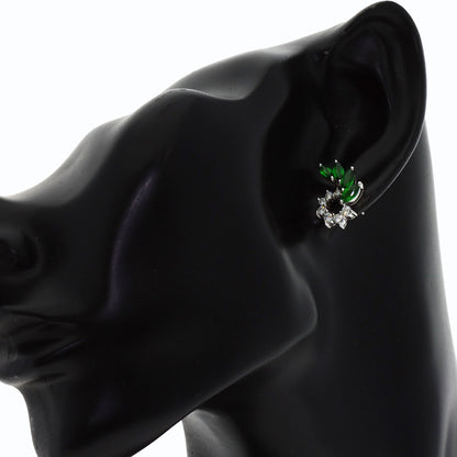 Garnet Diamond earring K14 White Gold 4.9g　Ladies