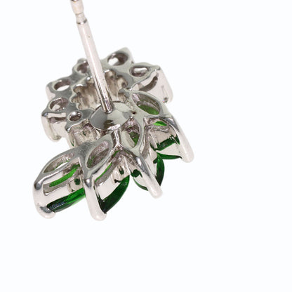 Garnet Diamond earring K14 White Gold 4.9g　Ladies