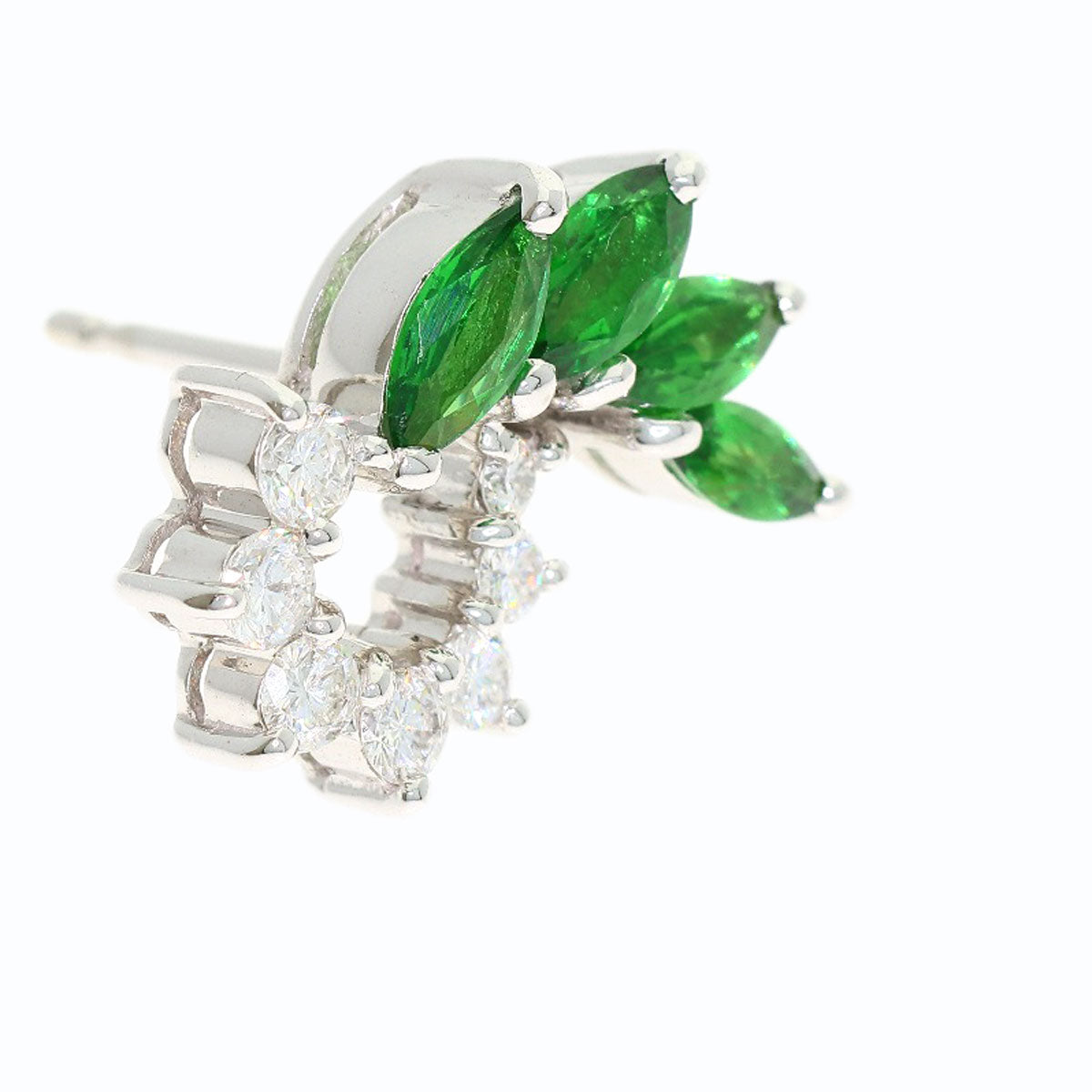 Garnet Diamond earring K14 White Gold 4.9g　Ladies