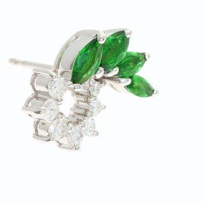 Garnet Diamond earring K14 White Gold 4.9g　Ladies
