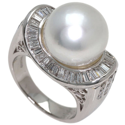 Pearl Pearl Diamond Ring Platinum PT900 18.5g　Ladies