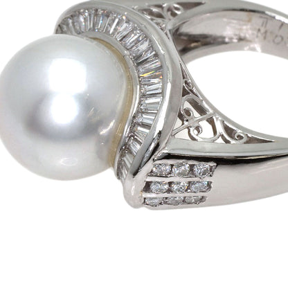 Pearl Pearl Diamond Ring Platinum PT900 18.5g　Ladies