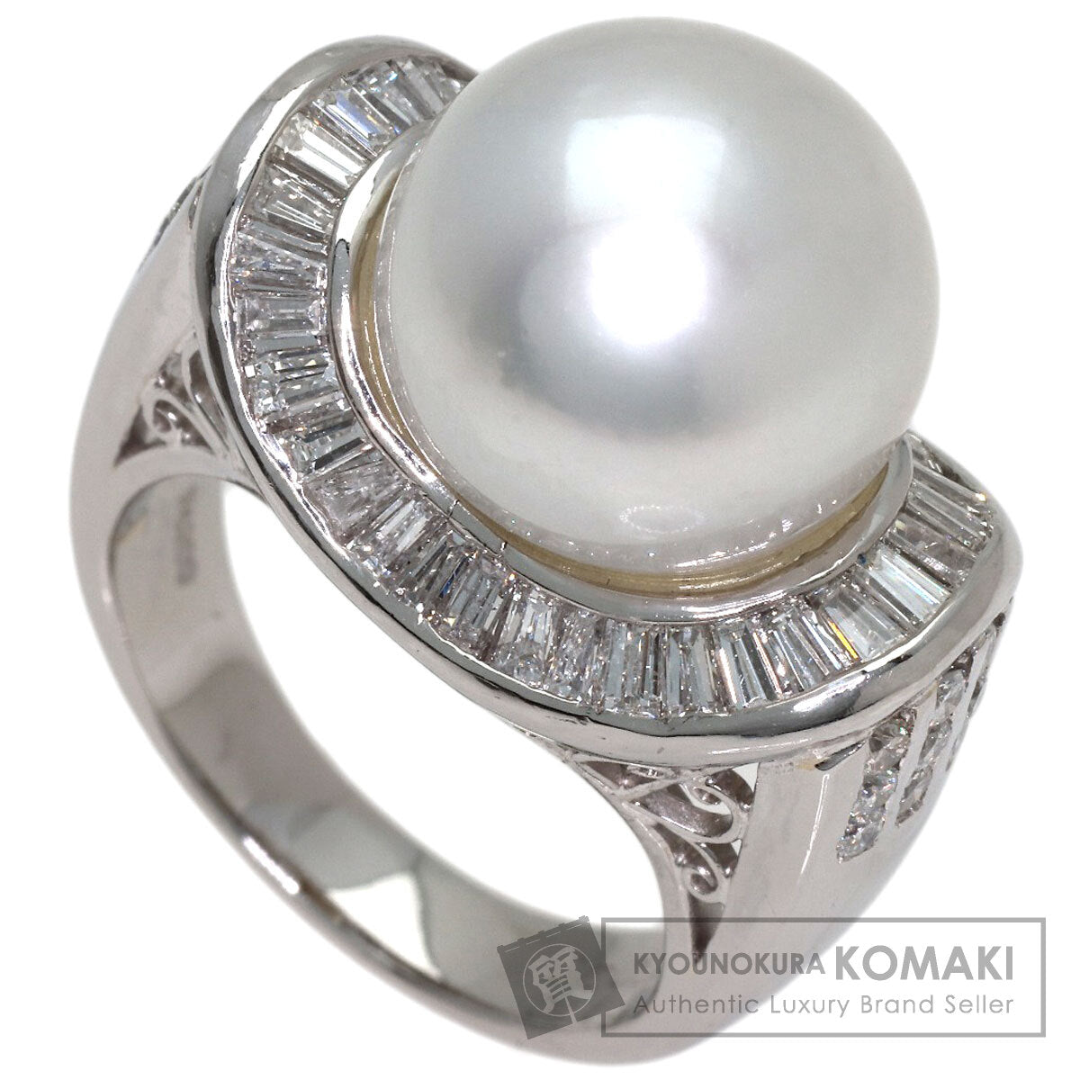 Pearl Pearl Diamond Ring Platinum PT900 18.5g　Ladies