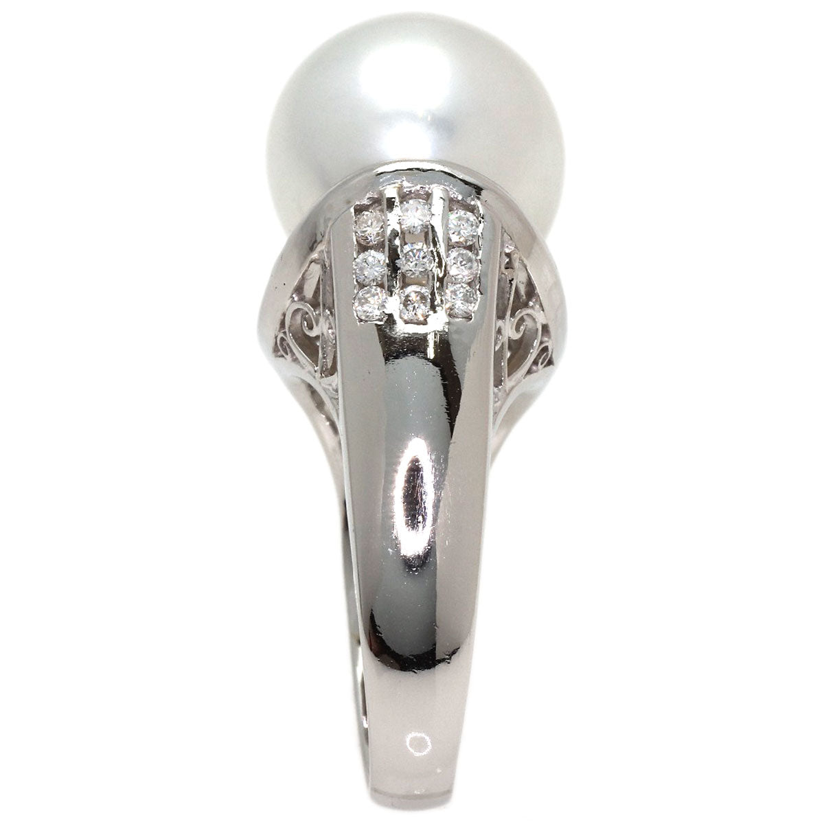 Pearl Pearl Diamond Ring Platinum PT900 18.5g　Ladies