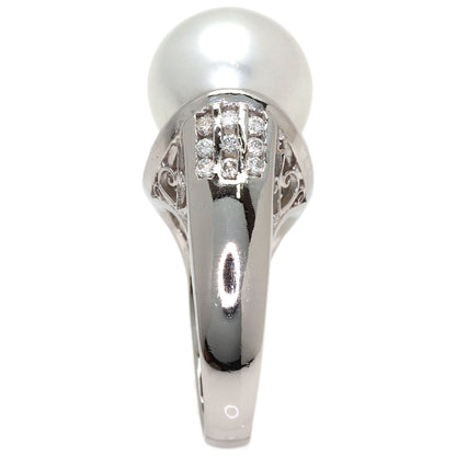 Pearl Pearl Diamond Ring Platinum PT900 18.5g　Ladies