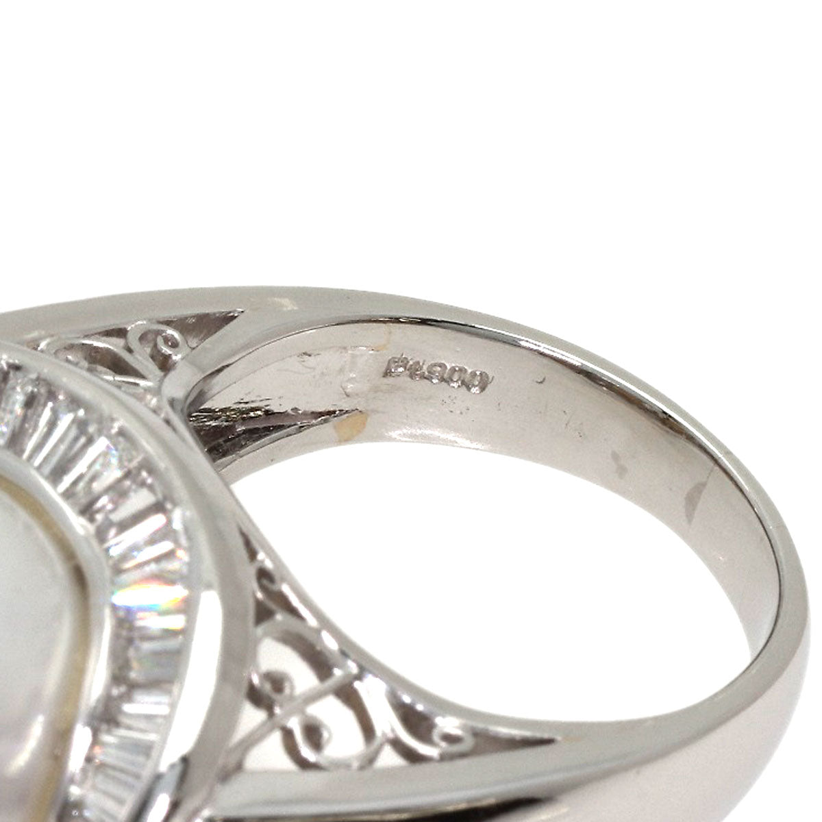 Pearl Pearl Diamond Ring Platinum PT900 18.5g　Ladies
