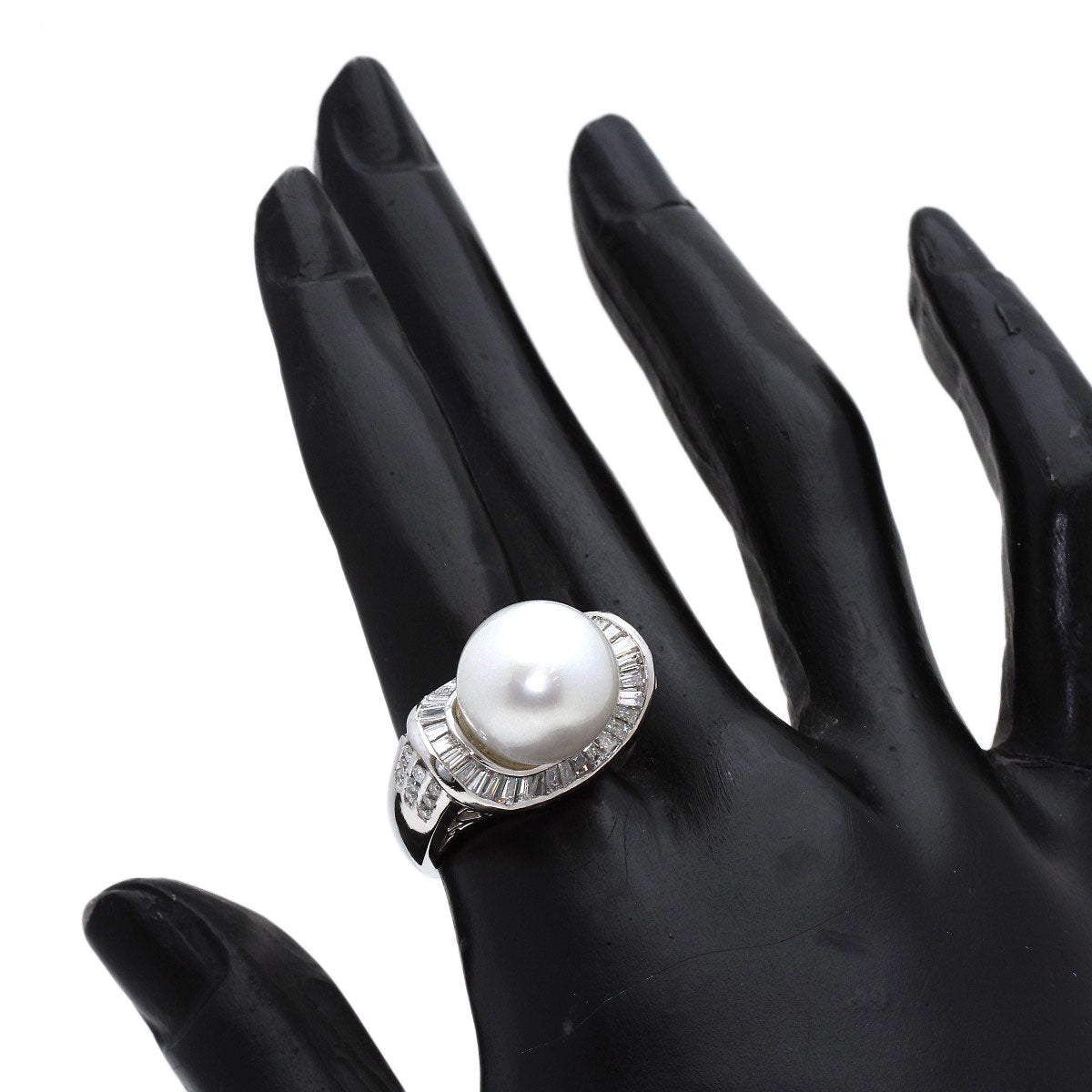 Pearl Pearl Diamond Ring Platinum PT900 18.5g　Ladies