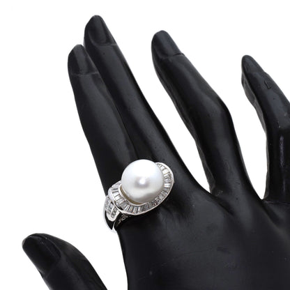 Pearl Pearl Diamond Ring Platinum PT900 18.5g　Ladies