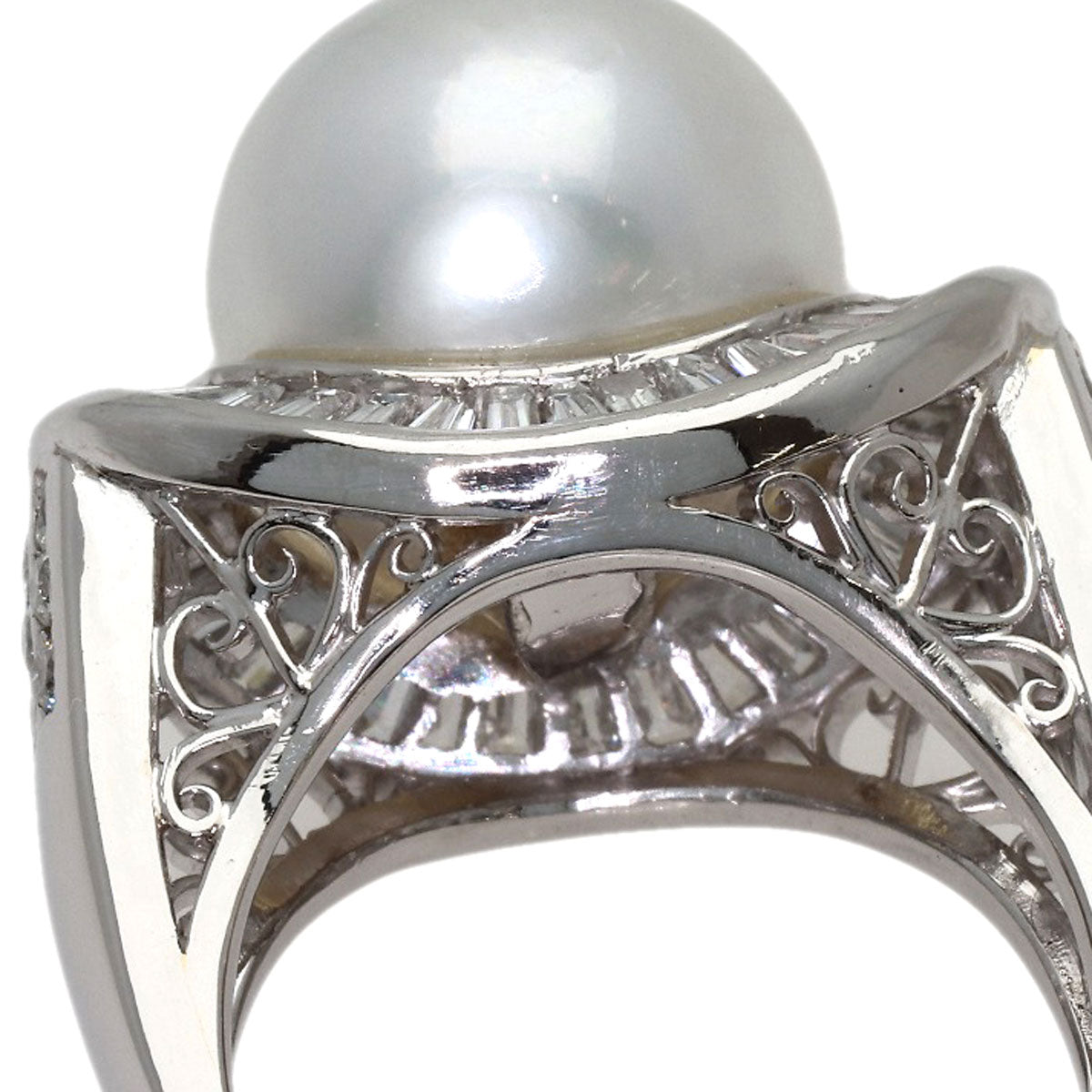 Pearl Pearl Diamond Ring Platinum PT900 18.5g　Ladies