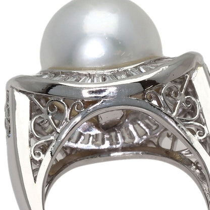 Pearl Pearl Diamond Ring Platinum PT900 18.5g　Ladies