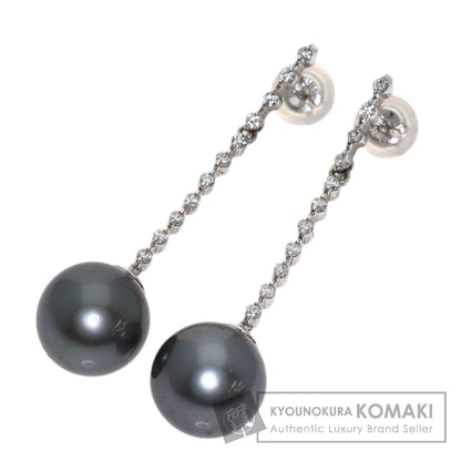 Black Pearl Diamond earring K14 White Gold 3.8g　Ladies
